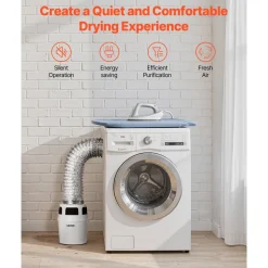 VEVOR 3-in-1 Indoor Dryer Vent Kit, with Bucket for Electric Dryer with 4-Inch by 5-Feet Extendable Exhaust Hose, Premium Quality & Light Weight & No Extra Accessories Required for Apartments, RVs