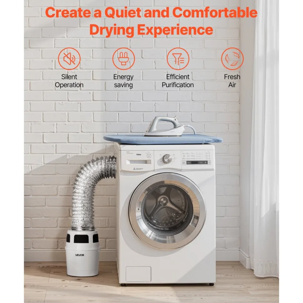 VEVOR 3-in-1 Indoor Dryer Vent Kit, with Bucket for Electric Dryer with 4-Inch by 5-Feet Extendable Exhaust Hose, Premium Quality & Light Weight & No Extra Accessories Required for Apartments, RVs