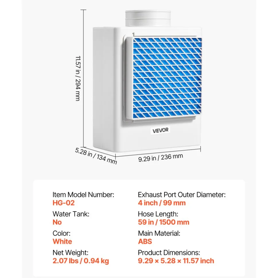VEVOR 3-in-1 Indoor Dryer Vent Kit,Premium ABS Material Fits 4 inch Exhaust Port, Smart Overheating Reminder Exhaust Hood & Easy-to-Detach Mesh Cap & Multi-layer Purification with 4 Replacement Pads