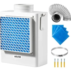 VEVOR 3-in-1 Indoor Dryer Vent Kit,Premium ABS Material Fits 4 inch Exhaust Port, Smart Overheating Reminder Exhaust Hood & Easy-to-Detach Mesh Cap & Multi-layer Purification with 4 Replacement Pads