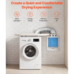 VEVOR 3-in-1 Indoor Dryer Vent Kit,Premium ABS Material Fits 4 inch Exhaust Port, Smart Overheating Reminder Exhaust Hood & Easy-to-Detach Mesh Cap & Multi-layer Purification with 4 Replacement Pads