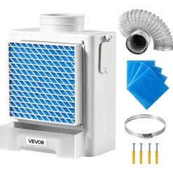 VEVOR 3-in-1 Indoor Dryer Vent Kit,Premium ABS Material with Water Drawer Fits 4 inch Exhaust Port, Smart Overheating Reminder Exhaust Hood & with 4 Purification Pads,For Electric Clothes Dryers