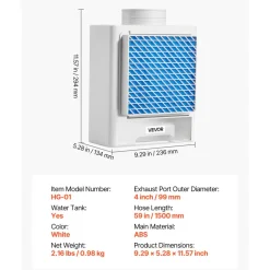 VEVOR 3-in-1 Indoor Dryer Vent Kit,Premium ABS Material with Water Drawer Fits 4 inch Exhaust Port, Smart Overheating Reminder Exhaust Hood & with 4 Purification Pads,For Electric Clothes Dryers