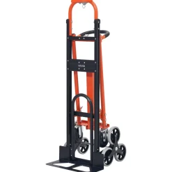 VEVOR 3 in 1 Industrial Convertible Stair Climbing Cart, 770 lbs Max Load, Folding Hand Truck Dolly with Handle & Wheels, Stair Climbing Utility Trolley for Transport & Moving, Orange & Silver