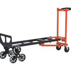 VEVOR 3 in 1 Industrial Convertible Stair Climbing Cart, 770 lbs Max Load, Folding Hand Truck Dolly with Handle & Wheels, Stair Climbing Utility Trolley for Transport & Moving, Orange & Silver