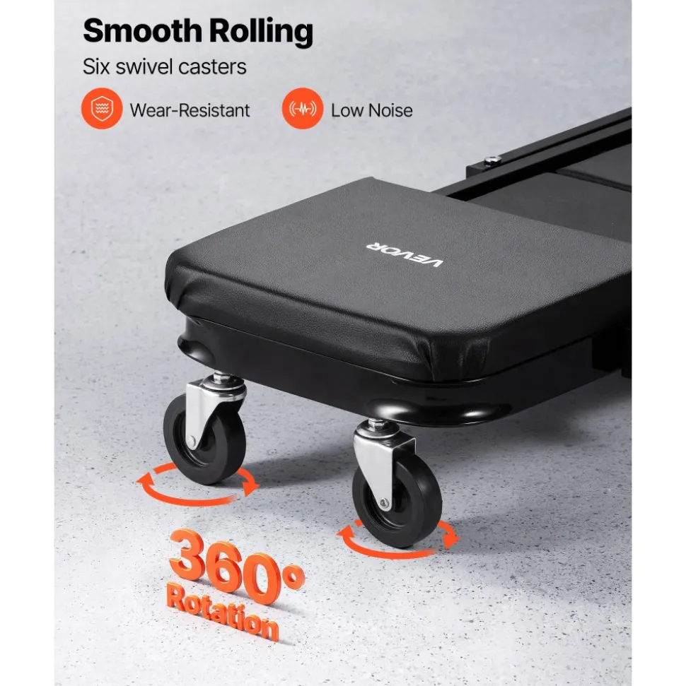 VEVOR 36 in 3-in-1 Folding Mechanic Creeper, Z-Creeper Garage Roller, 340 lbs Under Car Rolling Creeper with 6 Swivel Casters, Padded Headrest, Lay Down or Sit for Auto Repair