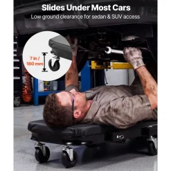 VEVOR 36 in 3-in-1 Folding Mechanic Creeper, Z-Creeper Garage Roller, 340 lbs Under Car Rolling Creeper with 6 Swivel Casters, Padded Headrest, Lay Down or Sit for Auto Repair
