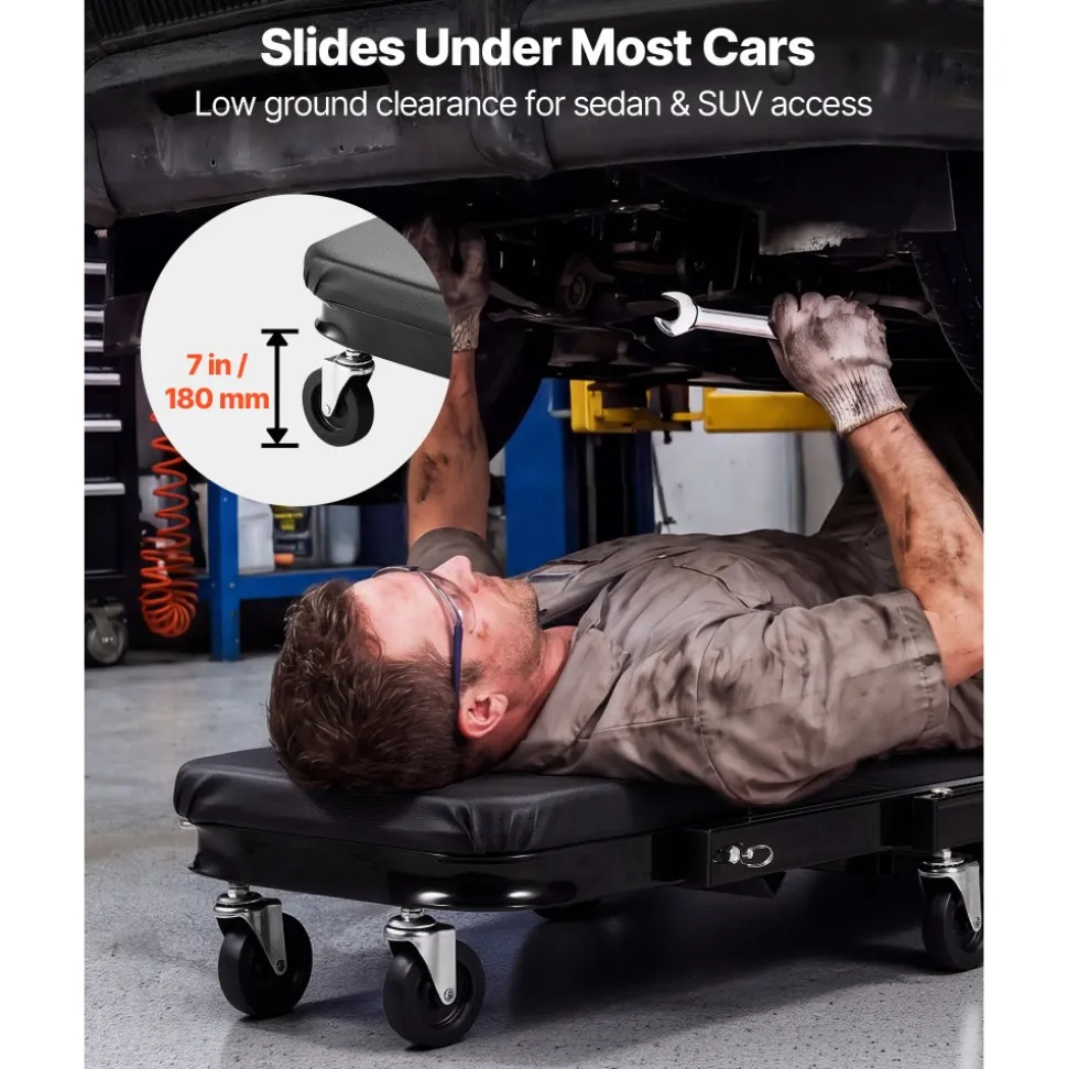 VEVOR 36 in 3-in-1 Folding Mechanic Creeper, Z-Creeper Garage Roller, 340 lbs Under Car Rolling Creeper with 6 Swivel Casters, Padded Headrest, Lay Down or Sit for Auto Repair