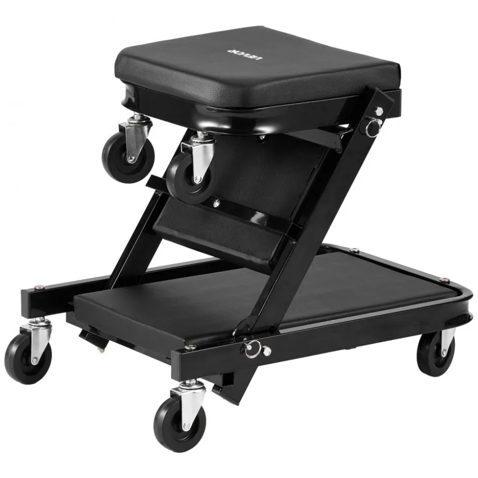 VEVOR 36 in 3-in-1 Folding Mechanic Creeper, Z-Creeper Garage Roller, 340 lbs Under Car Rolling Creeper with 6 Swivel Casters, Padded Headrest, Lay Down or Sit for Auto Repair