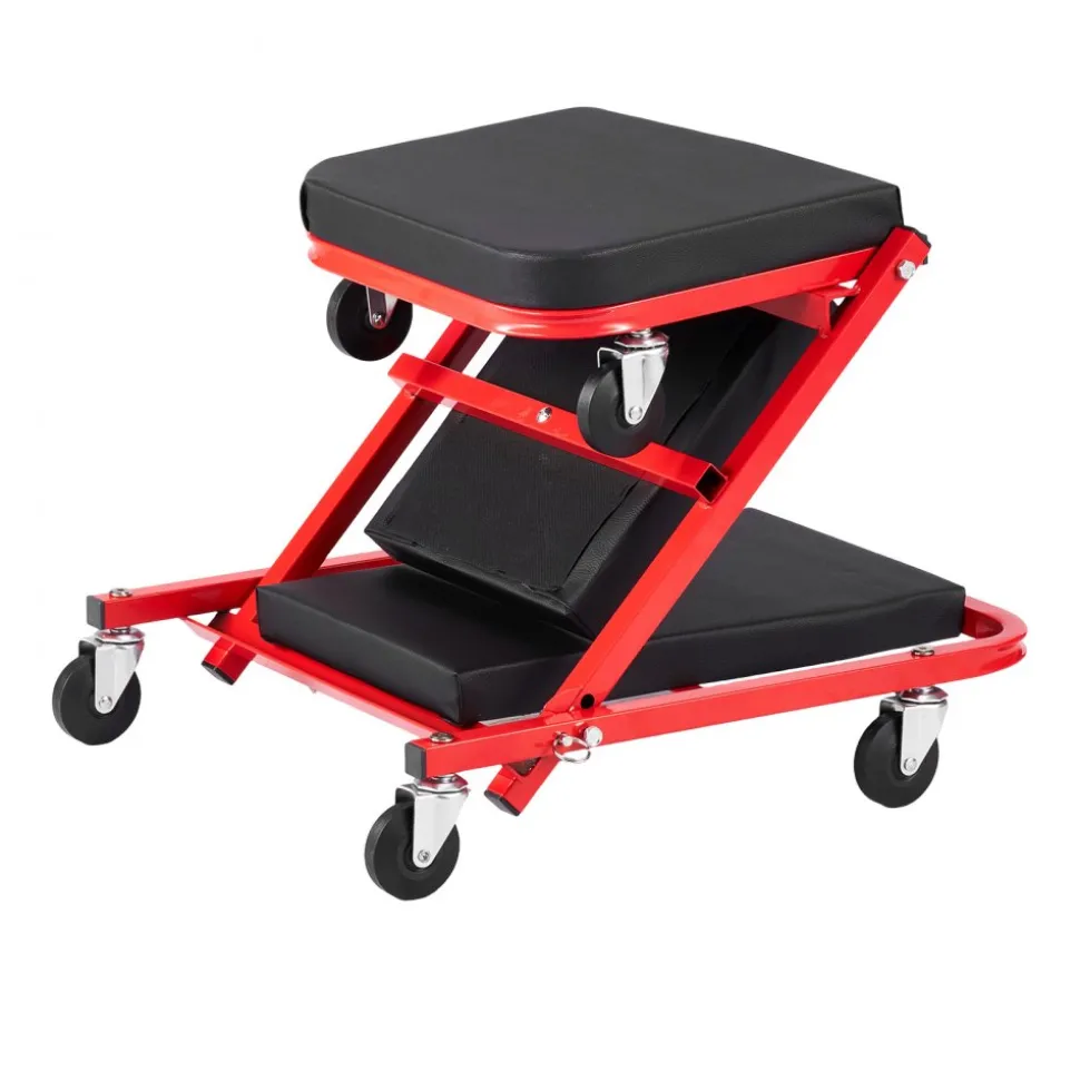VEVOR 40 in 2-in-1 Folding Mechanic Creeper, Z Creeper Seat & Under Car Garage Roller, 450 lbs Rolling Creeper Stool with 6 Swivel Casters, Padded Headrest for Auto Repair