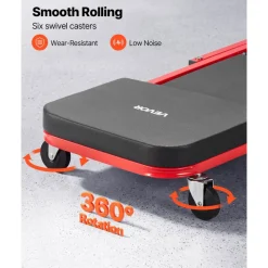 VEVOR 40 in 2-in-1 Folding Mechanic Creeper, Z Creeper Seat & Under Car Garage Roller, 450 lbs Rolling Creeper Stool with 6 Swivel Casters, Padded Headrest for Auto Repair