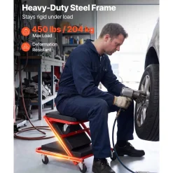 VEVOR 40 in 2-in-1 Folding Mechanic Creeper, Z Creeper Seat & Under Car Garage Roller, 450 lbs Rolling Creeper Stool with 6 Swivel Casters, Padded Headrest for Auto Repair