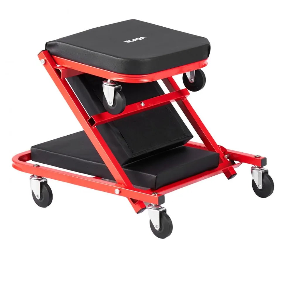 VEVOR 40 in 2-in-1 Folding Mechanic Creeper, Z Creeper Seat & Under Car Garage Roller, 450 lbs Rolling Creeper Stool with 6 Swivel Casters, Padded Headrest for Auto Repair