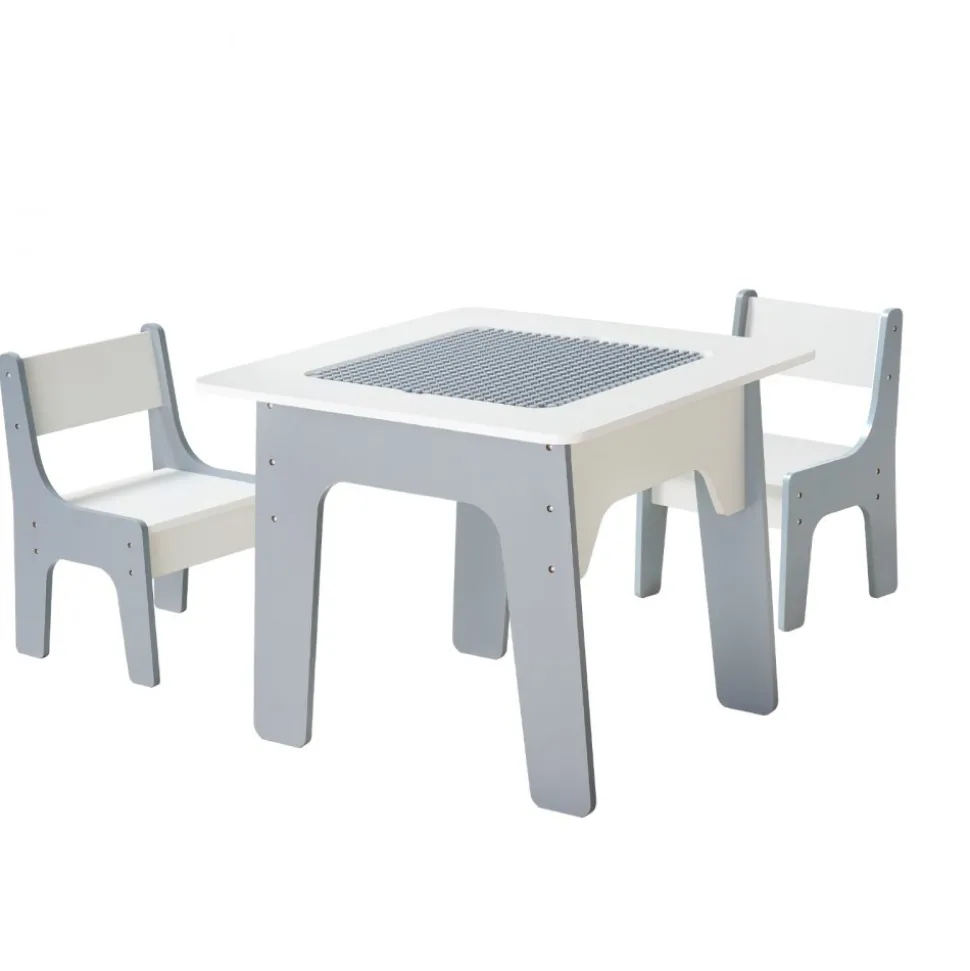 VEVOR 4 in 1 Kid Activity Table and 2 Chairs Set, Graffiti & Building Blocks Double-Sided Tabletop, Toddler Play Table with Storage for Kids 3+ Years, Large Storage Space, Gift for Boys & Girls, White