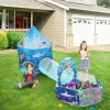VEVOR 3 in 1 Kids Play Tent with Tunnel, Basketball Hoop for Boys, Girls, Babies and Toddlers, Indoor/Outdoor Pop Up Playhouse with Carrying Bag & Banding Straps Birthday Gifts, Blue Ocean