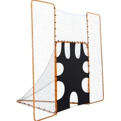 VEVOR 3-IN-1 Lacrosse Goal, 12x9 ft Lacrosse Net with Backstop and Target, Quick & Easy Setup Backyard Rebounder Equipment, Steel Frame Training Nets, Suitable for Youth Adult Training, Orange