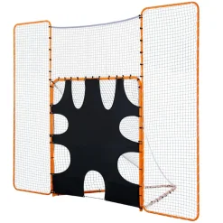 VEVOR 3-IN-1 Lacrosse Goal, 12x9 ft Lacrosse Net with Backstop and Target, Quick & Easy Setup Backyard Rebounder Equipment, Steel Frame Training Nets, Suitable for Youth Adult Training, Orange