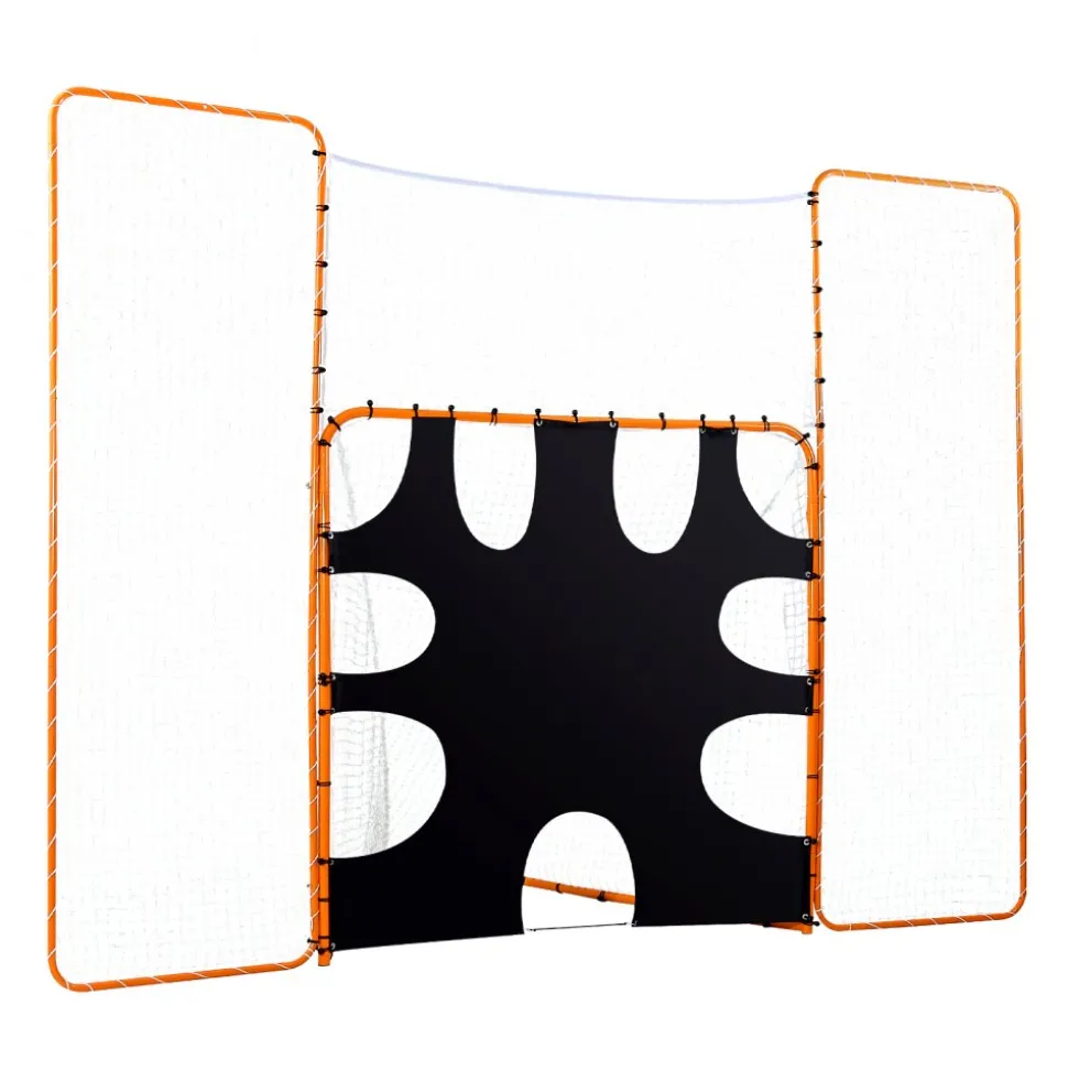 VEVOR 3-IN-1 Lacrosse Goal, 12x9 ft Lacrosse Net with Backstop and Target, Quick & Easy Setup Backyard Rebounder Equipment, Steel Frame Training Nets, Suitable for Youth Adult Training, Orange