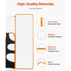 VEVOR 3-IN-1 Lacrosse Goal, 12x9 ft Lacrosse Net with Backstop and Target, Quick & Easy Setup Backyard Rebounder Equipment, Steel Frame Training Nets, Suitable for Youth Adult Training, Orange