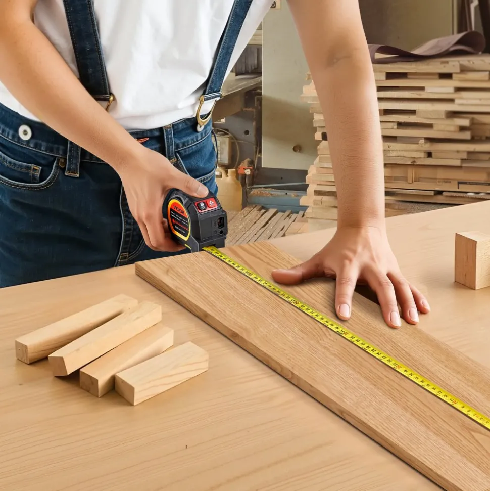 VEVOR 2-in-1 Laser Tape Measure, 135Ft Rechargeable Laser Measurement Tool & 16Ft Measuring Tape with Magnetic, 4 Modes-Length, Area, Volume, Continuous,ft/in/m/ft+in Unit,for Outdoor,Decoration