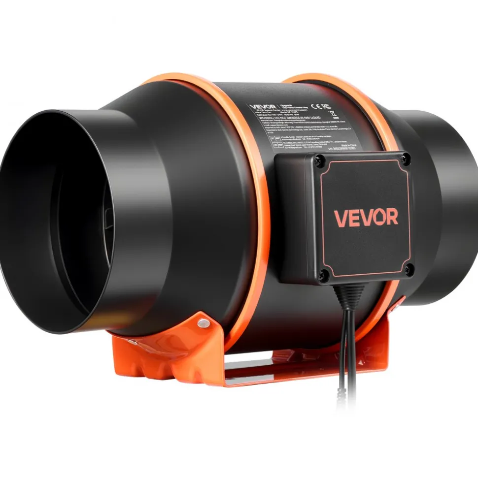 VEVOR Inline Duct Fan, 402 CFM 6 inch EC Motor Ventilation Fan with 3-Speed Circulation, 10-Speed PWM Controller, Timer-Controlled Operation, Cooling for Grow Tents, Indoor Gardening, Hydroponics