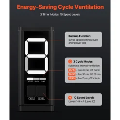 VEVOR Inline Duct Fan, 402 CFM 6 inch EC Motor Ventilation Fan with 3-Speed Circulation, 10-Speed PWM Controller, Timer-Controlled Operation, Cooling for Grow Tents, Indoor Gardening, Hydroponics