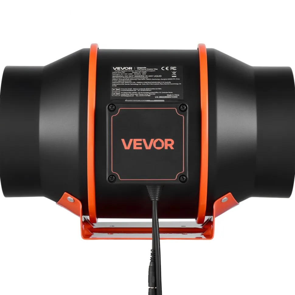 VEVOR Inline Duct Fan, 402 CFM 6 inch EC Motor Exhaust Ventilation Fan with 10-Speed, PWM Controller, App Control, Temperature Humidity Sensor, Cooling for Grow Tent, Indoor Gardening, Hydroponics