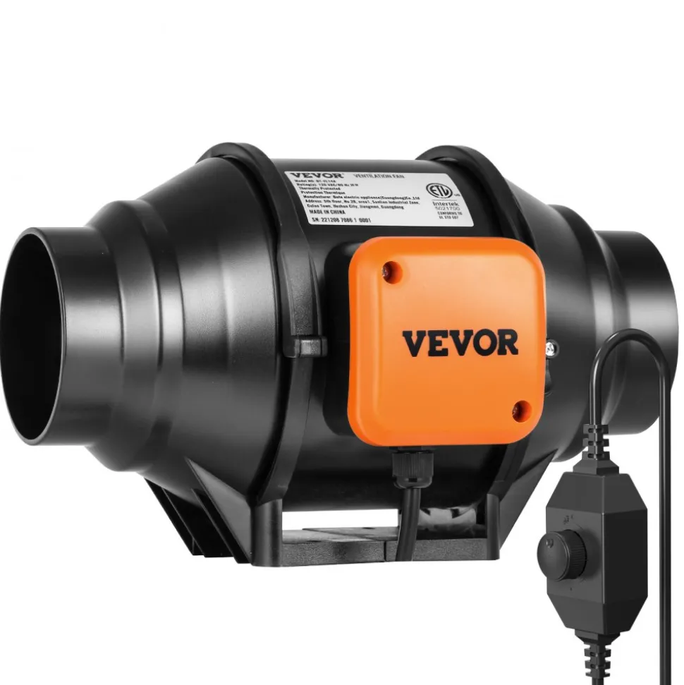 VEVOR Inline Duct Fan, 8-Inch 750 CFM with Variable Speed Controller, Quiet AC-motor Ventilation Exhaust Fan for Cooling Booster, Grow Tents, Hydroponics