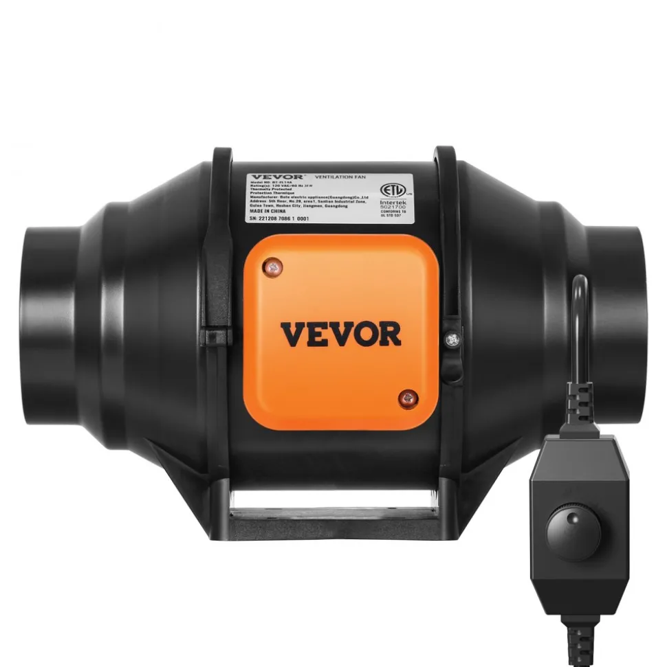 VEVOR Inline Duct Fan, 8-Inch 750 CFM with Variable Speed Controller, Quiet AC-motor Ventilation Exhaust Fan for Cooling Booster, Grow Tents, Hydroponics
