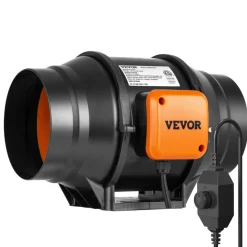 VEVOR Inline Duct Fan, 6-Inch 400 CFM with Variable Speed Controller, Quiet AC-motor Ventilation Exhaust Fan for Cooling Booster, Grow Tents, Hydroponics