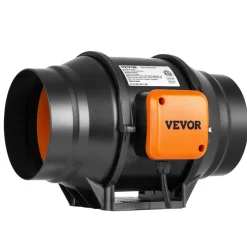 VEVOR Inline Duct Fan, 6-Inch 400 CFM with Variable Speed Controller, Quiet AC-motor Ventilation Exhaust Fan for Cooling Booster, Grow Tents, Hydroponics