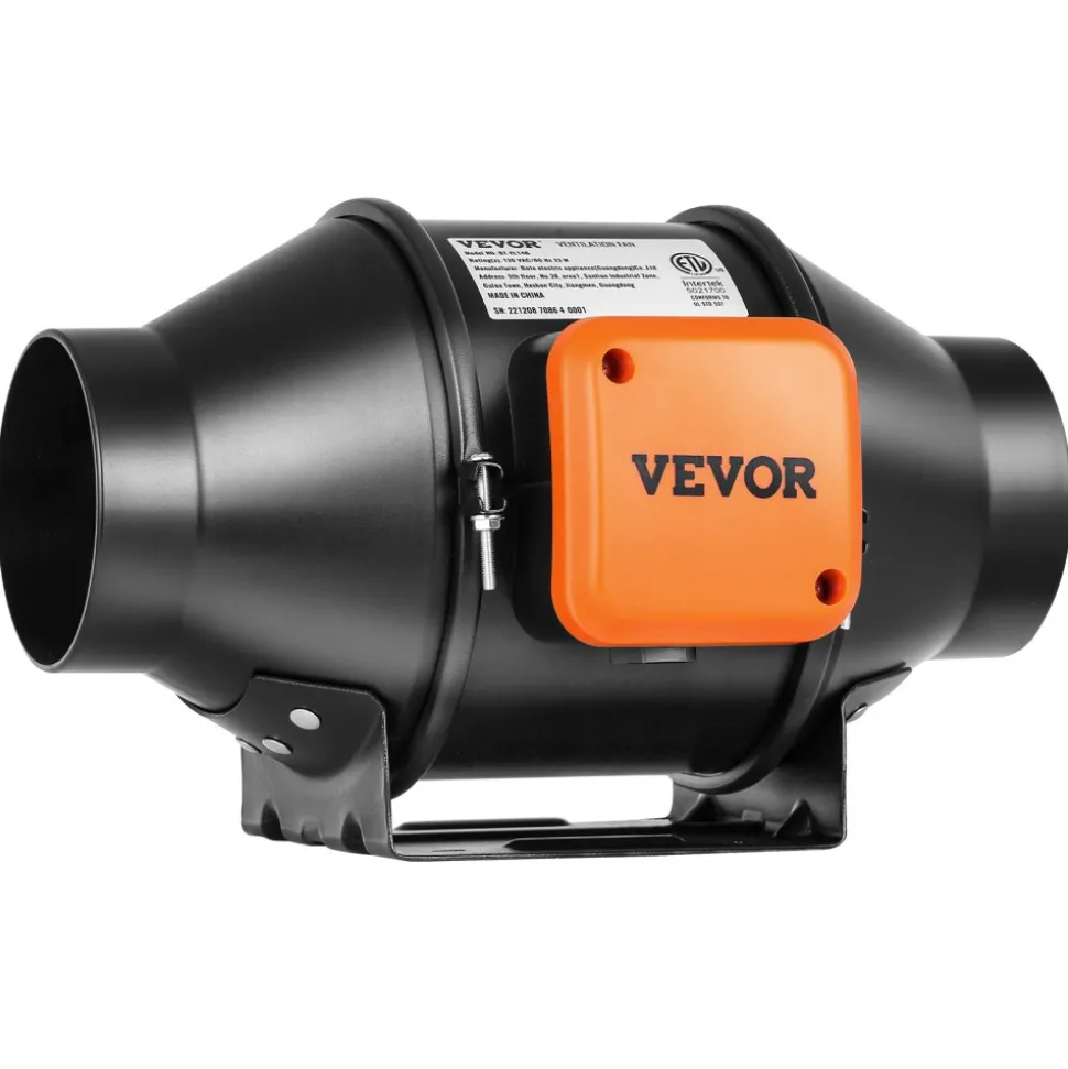 VEVOR Inline Duct Fan, 4-Inch 205 CFM Quiet EC-motor Ventilation Exhaust Fan, with Temperature Humidity Controller for Cooling Booster, Grow Tents, Hydroponics