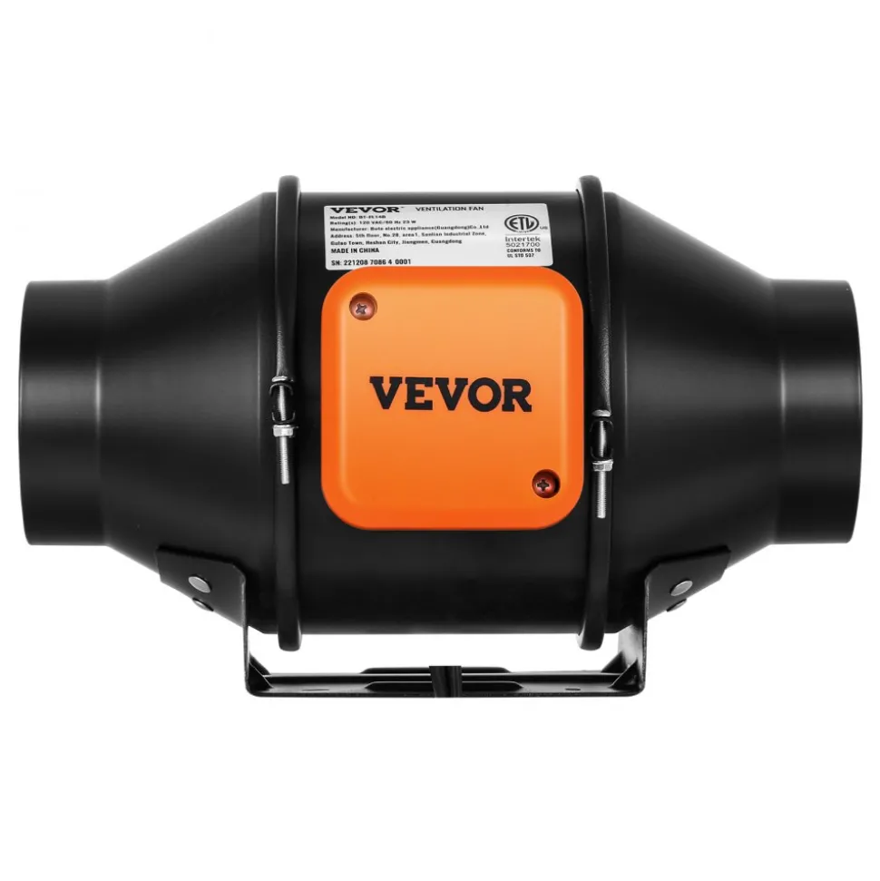 VEVOR Inline Duct Fan, 4-Inch 205 CFM Quiet EC-motor Ventilation Exhaust Fan, with Temperature Humidity Controller for Cooling Booster, Grow Tents, Hydroponics