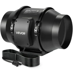 VEVOR Inline Duct Fan, 6 in Quiet Inline Exhaust Fan, 380 CFM Powerful AC-Motor Ventilation Fans for Cooling Booster, High Air Flow, Vent Blower Fans for Indoor Grow Tents Basement Hydroponics