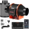 VEVOR Inline Duct Fan Kit Carbon Filter, 205 CFM 4 inch EC Motor Exhaust Ventilation Fan with 10-Speed, PWM Controller, App Control, Timer, Cooling System for Grow Tent, Indoor Gardening, Hydroponics