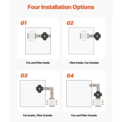 VEVOR Inline Duct Fan Kit Carbon Filter, 205 CFM 4 inch EC Motor Exhaust Ventilation Fan with 10-Speed, PWM Controller, App Control, Timer, Cooling System for Grow Tent, Indoor Gardening, Hydroponics