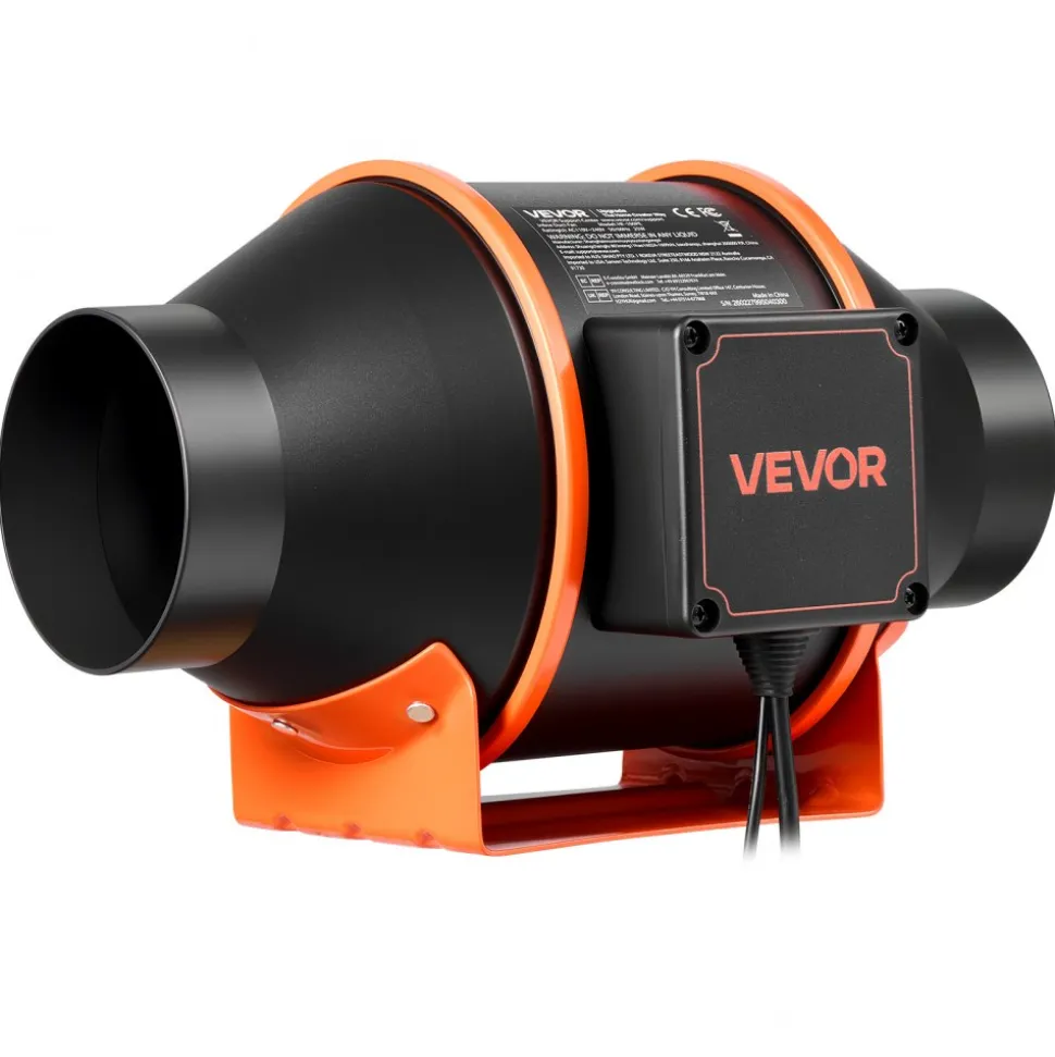 VEVOR Inline Duct Fan Kit Carbon Filter, 205 CFM 4 inch EC Motor Exhaust Ventilation Fan with 10-Speed, PWM Controller, App Control, Timer, Cooling System for Grow Tent, Indoor Gardening, Hydroponics
