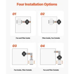 VEVOR Inline Duct Fan Kit Carbon Filter, 807 CFM 8 inch EC Motor Exhaust Ventilation Fan with 10-Speed, PWM Controller, App Control, Timer, Cooling for Grow Tent, Indoor Gardening, Hydroponics