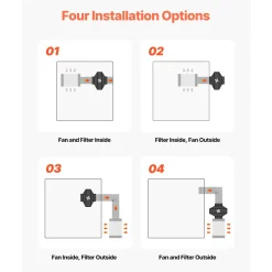 VEVOR Inline Duct Fan Kit Carbon Filter, 402 CFM 6 inch EC Motor Exhaust Ventilation Fan with 10-Speed, PWM Controller, App Control, Timer, Cooling System for Grow Tent, Indoor Gardening, Hydroponics