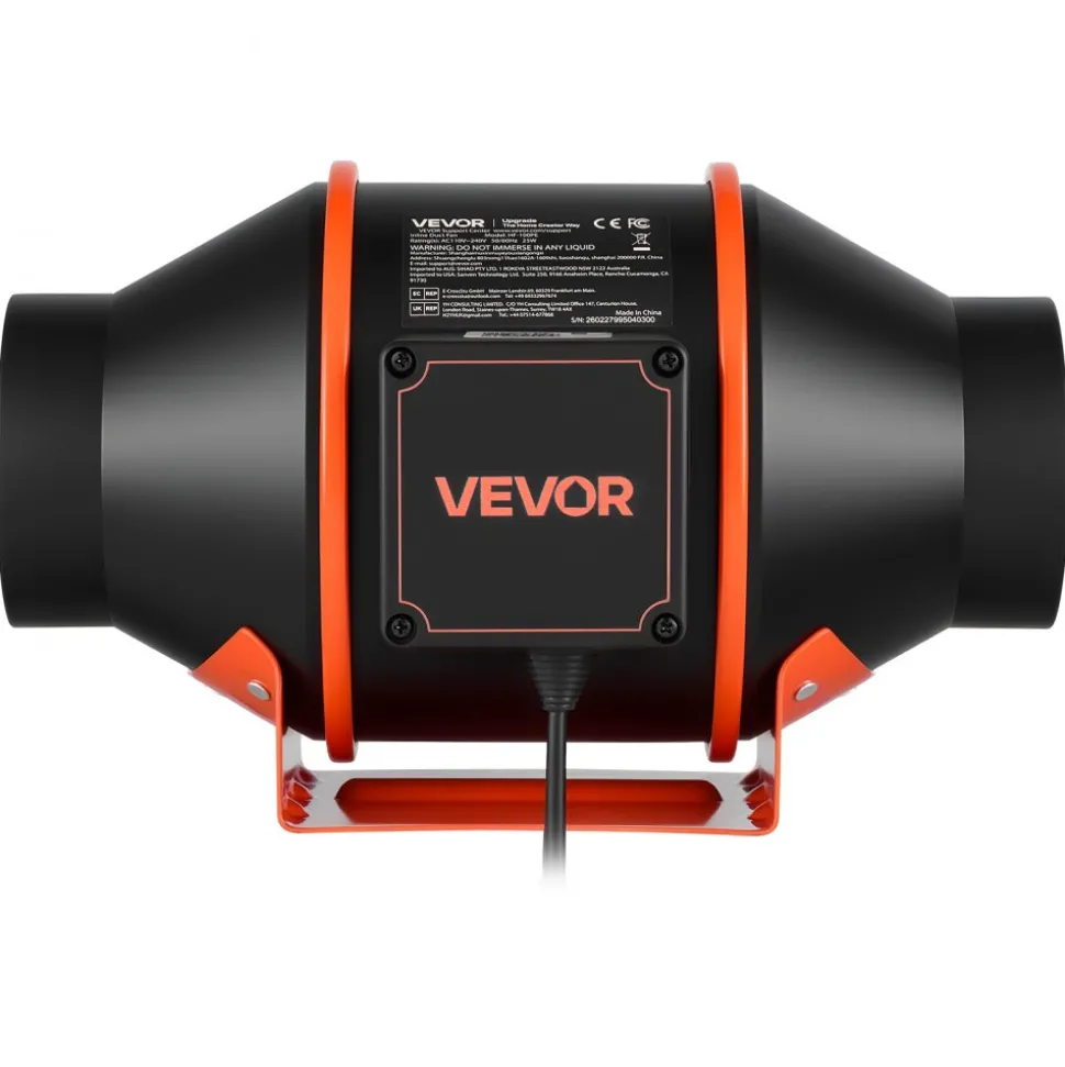 VEVOR Inline Duct Fan Kit with Carbon Filter, 205 CFM 4 inch EC Motor Ventilation Fan with 3-Speed Circulation, 10-Speed PWM Controller, Timer, Cooling for Grow Tents, Indoor Gardening, Hydroponics