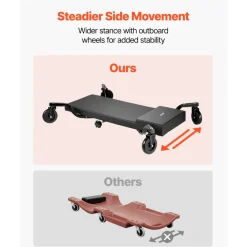 VEVOR 40 in Mechanic Creeper with 4 Large Wheels, 400 lbs Low Profile Under Car Garage Roller, Rolling Creeper with Raised Headrest, Manual Brake for Auto Repair