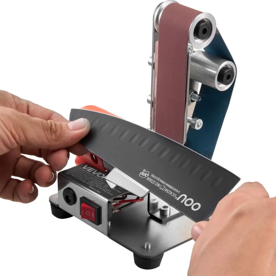 VEVOR 3-in-1 Mini Belt Sander, 13" x 1.2" Sanding Belt, 2.75" Grinding & Polishing Wheel Combo, 7-Speed Adjustable with Forward/Reverse Control for Woodworking, Jewelry Making, Knife Sharpening