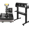 VEVOR 6 In 1 Mug Hat Heat Press & 28 Inch Vinyl Cutter Machine w/ Floor Stand