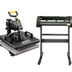 VEVOR 6 In 1 Mug Hat Heat Press & 28 Inch Vinyl Cutter Machine w/ Floor Stand