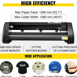 VEVOR 6 In 1 Mug Hat Heat Press & 53 Inch Vinyl Cutter Machine w/ Floor Stand