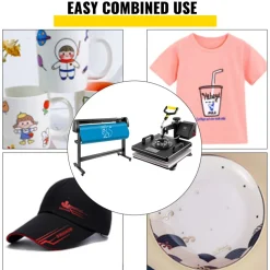 VEVOR 6 In 1 Mug Hat Heat Press & 53 Inch Vinyl Cutter Machine w/ Floor Stand
