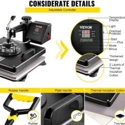 VEVOR 6 In 1 Mug Hat Heat Press & 14 Inch Vinyl Cutter Plotter Machine Kit