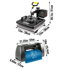 VEVOR 6 In 1 Mug Hat Heat Press & 14 Inch Vinyl Cutter Plotter Machine Kit