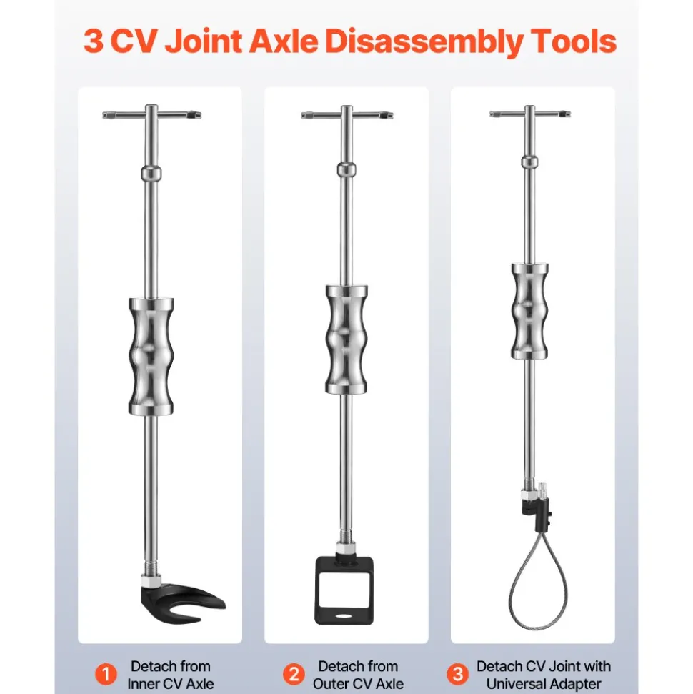VEVOR Inner CV Axle Puller Tool Set with 5/8 in-18 Slide Hammer & 2-Inch 2.5-Inch CV Joint Fork Adapter, Inner CV Joint Removal Tool Kit, Heavy Duty Front Wheel Drive Axle Puller Slide Hammer Set