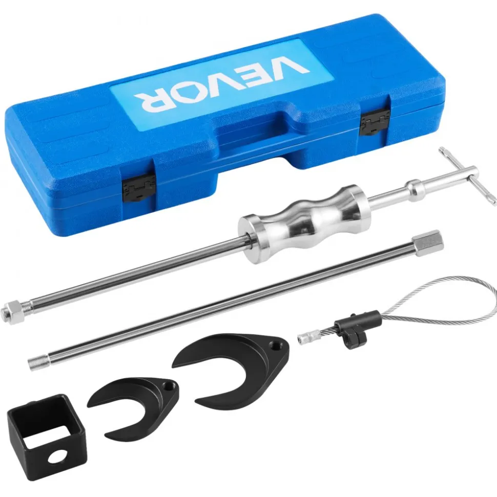 VEVOR Inner CV Axle Puller Tool Set with 5/8 in-18 Slide Hammer & 2-Inch 2.5-Inch CV Joint Fork Adapter, Inner CV Joint Removal Tool Kit, Heavy Duty Front Wheel Drive Axle Puller Slide Hammer Set